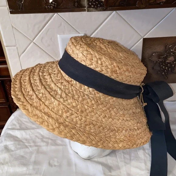 RARE HELEN KAMINSKI Natural Raffia Straw Bow flower detail Hat - Picture 3 of 16